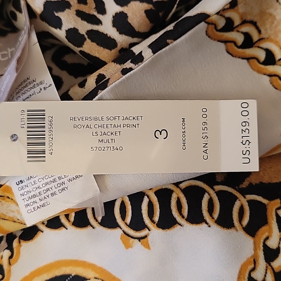 Chicos NWT reversible 3/4 length sleeve jacket sz 3 - Picture 6 of 6